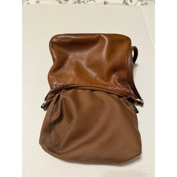 Fossil Tan Genuine Leather Shoulder Hobo Handbag Purse 6X8 Exterior Wear - Picture 15 of 16